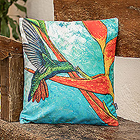 Cushion cover, 'Oneiric Hummingbird' - Tropical Themed Cushion Cover from Costa Rica