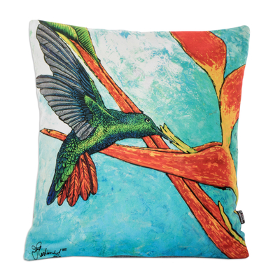 Cushion cover, 'Oneiric Hummingbird' - Tropical Themed Cushion Cover from Costa Rica