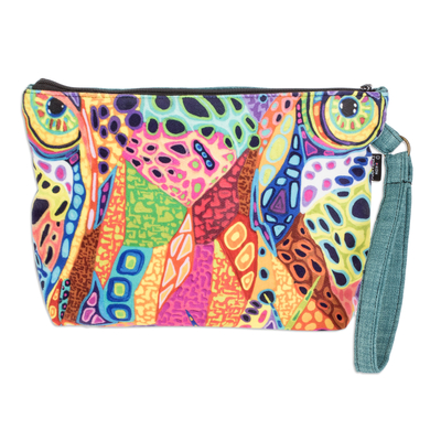 Costa Rican Polyester Wristlet Bag with Tropical Design