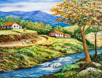 Original Signed Costa Rican Landscape Oil Painting