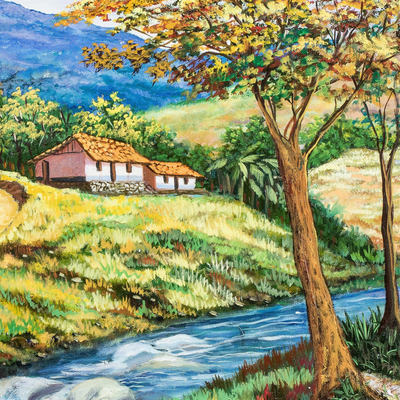'Amid Mountains' (2021) - Original Signed Costa Rican Landscape Oil Painting