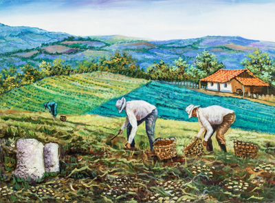 Original Signed Oil Painting of an Idyllic Costa Rican Farm