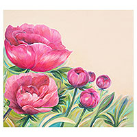 'Mirada efímera' - Pintura acrílica original de flores.
