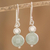 Jade dangle earrings, 'Double Moon in Light Green' - Handcrafted Jade Bead Dangle Earrings (image 2) thumbail