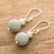 Jade dangle earrings, 'Double Moon in Light Green' - Handcrafted Jade Bead Dangle Earrings (image 2b) thumbail