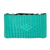 Handwoven cosmetic bag, 'Textured Turquoise' - Recycled Central American Turquoise Cosmetic Bag thumbail