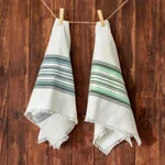 Cotton dish towels, 'Forest Colors' (pair) - Two Handwoven Guatemalan White and Green Cotton Dish Towels
