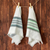 Paños de cocina de algodón, (par) - Dos paños de cocina de algodón guatemalteco blanco y verde tejidos a mano