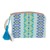 Cotton cosmetic case, 'Feels Like Spring' - Handwoven Blue and Turquoise Cotton Cosmetic Case (image 2a) thumbail