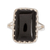 Jade cocktail ring, 'Black Reflection' - Sterling Silver Ring with Black Jade Stone from Guatemala