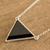 Jade pendant necklace, 'Black Triangle' - Black Jade Triangle Pendant Necklace in Sterling Silver