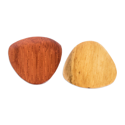 Wood guitar picks, 'Eco-Beat' (pair) - Reclaimed Natural Tropical Wood Guitar Picks (Pair)