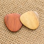 Wood guitar picks, 'Eco-Beat' (pair) - Reclaimed Natural Tropical Wood Guitar Picks (Pair)
