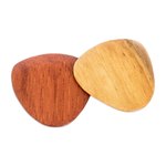 Wood guitar picks, 'Eco-Beat' (pair) - Reclaimed Natural Tropical Wood Guitar Picks (Pair)