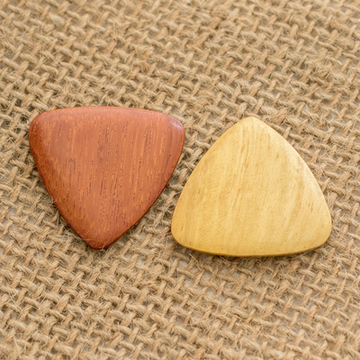 Púas de guitarra de madera, (par) - Púas de guitarra de madera de ciprés y Estoraque recuperadas (par)