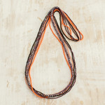 Glass and crystal beaded long necklaces, 'Mountain Sunset' (set of 5) - Black, Purple and Orange Beaded Necklaces (Set of 5)