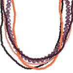 Glass and crystal beaded long necklaces, 'Mountain Sunset' (set of 5) - Black, Purple and Orange Beaded Necklaces (Set of 5)