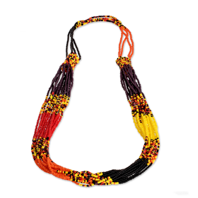 Sunset-Inspired Multi-Strand Beaded Necklace from Guatemala