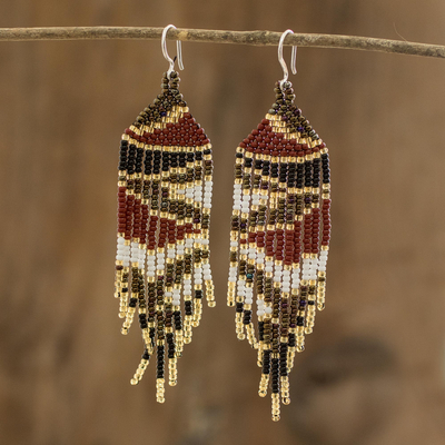 Beaded waterfall earrings, 'Rocky Desert' - Glass Beaded Waterfall Earrings Inspired by the Desert