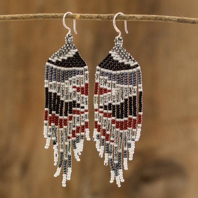Beaded waterfall earrings, 'Granite Desert' - Glass Beaded Waterfall Earrings Inspired by the Desert