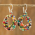 Beaded dangle earrings, 'Bauble Happiness' - Multicolored Glass Bead and Crystal Circular Dangle Earrings (image 2) thumbail