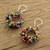 Beaded dangle earrings, 'Bauble Happiness' - Multicolored Glass Bead and Crystal Circular Dangle Earrings (image 2b) thumbail