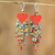 Glass bead waterfall earrings, 'Rainbow Heart Shower' - Heart and Rainbow Beaded Waterfall Earrings from Guatemala (image 2) thumbail