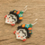 Beaded dangle earrings, 'Miss Kahlo' - Woven Glass Bead Earrings with Frida Kahlo Motif