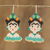 Beaded dangle earrings, 'Miss Frida' - Handmade Glass Bead Earrings with Frida Kahlo Motif (image 2) thumbail