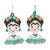 Beaded dangle earrings, 'Miss Frida' - Handmade Glass Bead Earrings with Frida Kahlo Motif thumbail