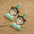 Beaded dangle earrings, 'Miss Frida' - Handmade Glass Bead Earrings with Frida Kahlo Motif (image 2b) thumbail