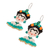 Beaded dangle earrings, 'Miss Frida' - Handmade Glass Bead Earrings with Frida Kahlo Motif (image 2d) thumbail