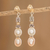 Cultured pearl beaded dangle earrings, 'Resplendent Rose' - Artisan Crafted Cultured Pearl Earrings