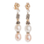 Cultured pearl beaded dangle earrings, 'Resplendent Rose' - Artisan Crafted Cultured Pearl Earrings