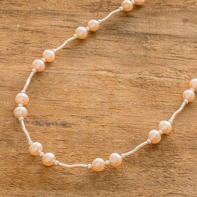 Cultured pearl beaded necklace, 'Timeless Rose' - Pink Cultured Pearl Necklace