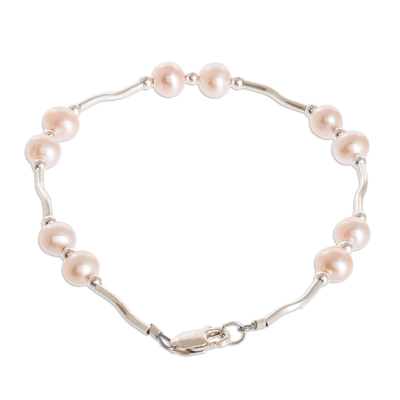 Halskette aus Zuchtperlen - Handgefertigtes rosafarbenes Zuchtperlenarmband