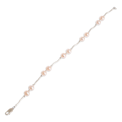 Halskette aus Zuchtperlen - Handgefertigtes rosafarbenes Zuchtperlenarmband