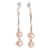 Aretes colgantes de perlas cultivadas - Aretes de plata esterlina y perlas rosadas cultivadas