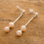 Cultured pearl dangle earrings, 'Rose Rising' - Sterling Silver and Pink Cultured Peal Earrings