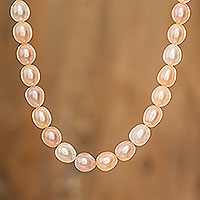 Cultured pearl strand necklace, 'Rosy Future'