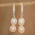 Cultured pearl dangle earrings, 'Pink and White' - Earrings with Cultured Pearl and 925 Silver