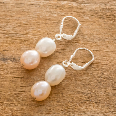 Aretes colgantes de perlas cultivadas - Pendientes con Perla Cultivada y Plata 925