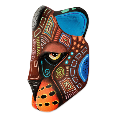 Wood mask, 'Boruca Jaguar' - Costa Rican Balsa Wood Ceremonial Jaguar Mask