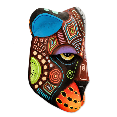 Wood mask, 'Boruca Jaguar' - Costa Rican Balsa Wood Ceremonial Jaguar Mask
