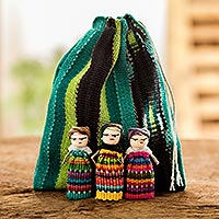 Cotton worry doll figurines, 'A Dozen Friends' (set of 12) - 12 Guatemala Handcrafted Cotton Worry Doll Figurines