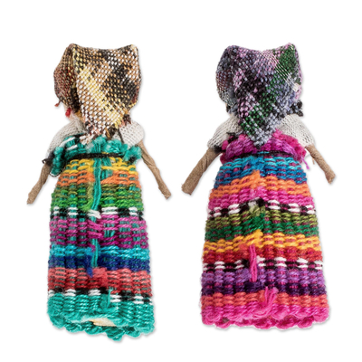 Cotton worry dolls, 'Many Friends' (set of 12) - 12 Guatemala Handcrafted Cotton Worry Doll Figurines