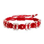 Beaded macrame bracelet, 'Red on Red' - Crimson and Clear Beaded Macrame Bracelet from Costa Rica