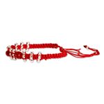 Beaded macrame bracelet, 'Red on Red' - Crimson and Clear Beaded Macrame Bracelet from Costa Rica