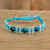 Beaded macrame bracelet, 'Azure on Blue' - Sky Blue and Dark Azure Macrame Beaded Bracelet (image 2) thumbail