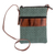 Leather-accented cotton sling, 'Comalapa Diamonds in Mint' - Adjustable Cotton and Leather Sling Bag